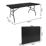 Trädgårdsbord hopfällbart svart 180 cm
