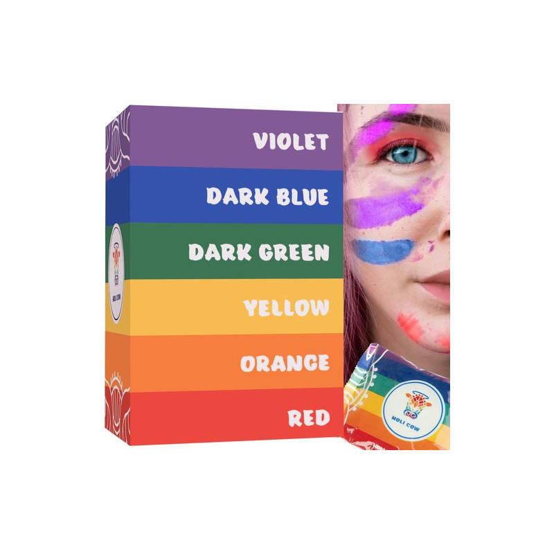 Färgglad Holi-pulver - set med 6x100g