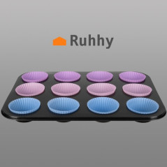 Bakplåt + 12 silikonformar