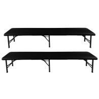 Trädgårdsbord med utfällbara 180 cm + 2 bänkar - svart.