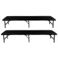 Trädgårdsbord med utfällbara 180 cm + 2 bänkar - svart.