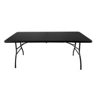 Trädgårdsbord med utfällbara 180 cm + 2 bänkar - svart.