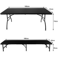 Trädgårdsbord med utfällbara 180 cm + 2 bänkar - svart.