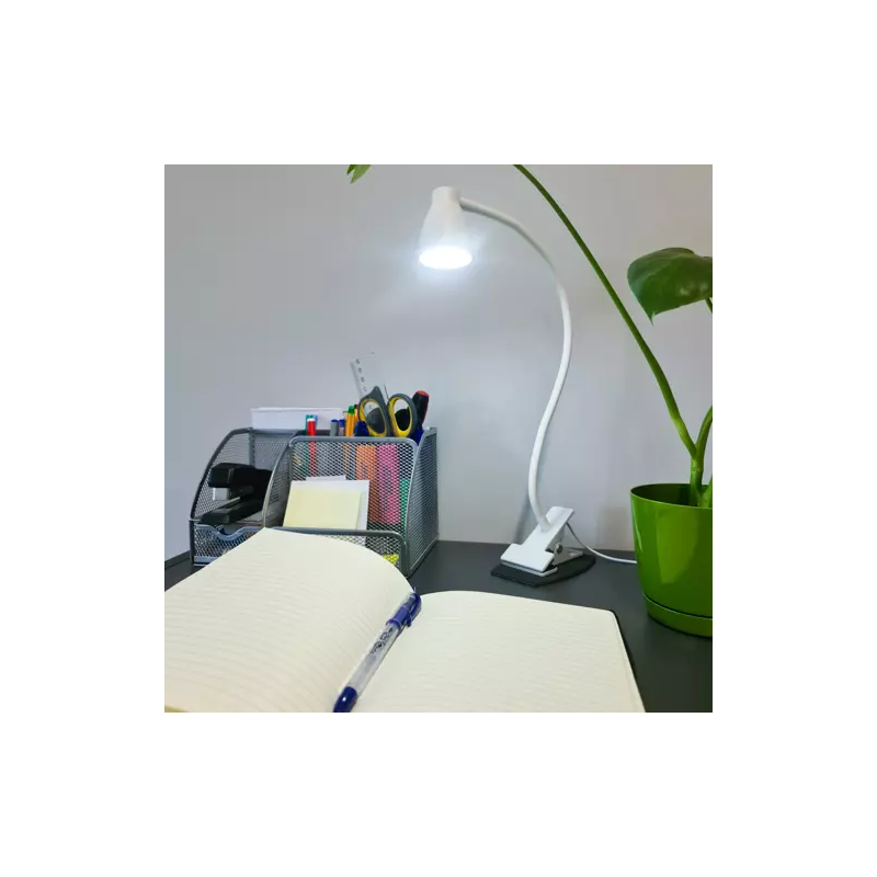 Skrivbordslampa med klämma - vit Izoxis 19455