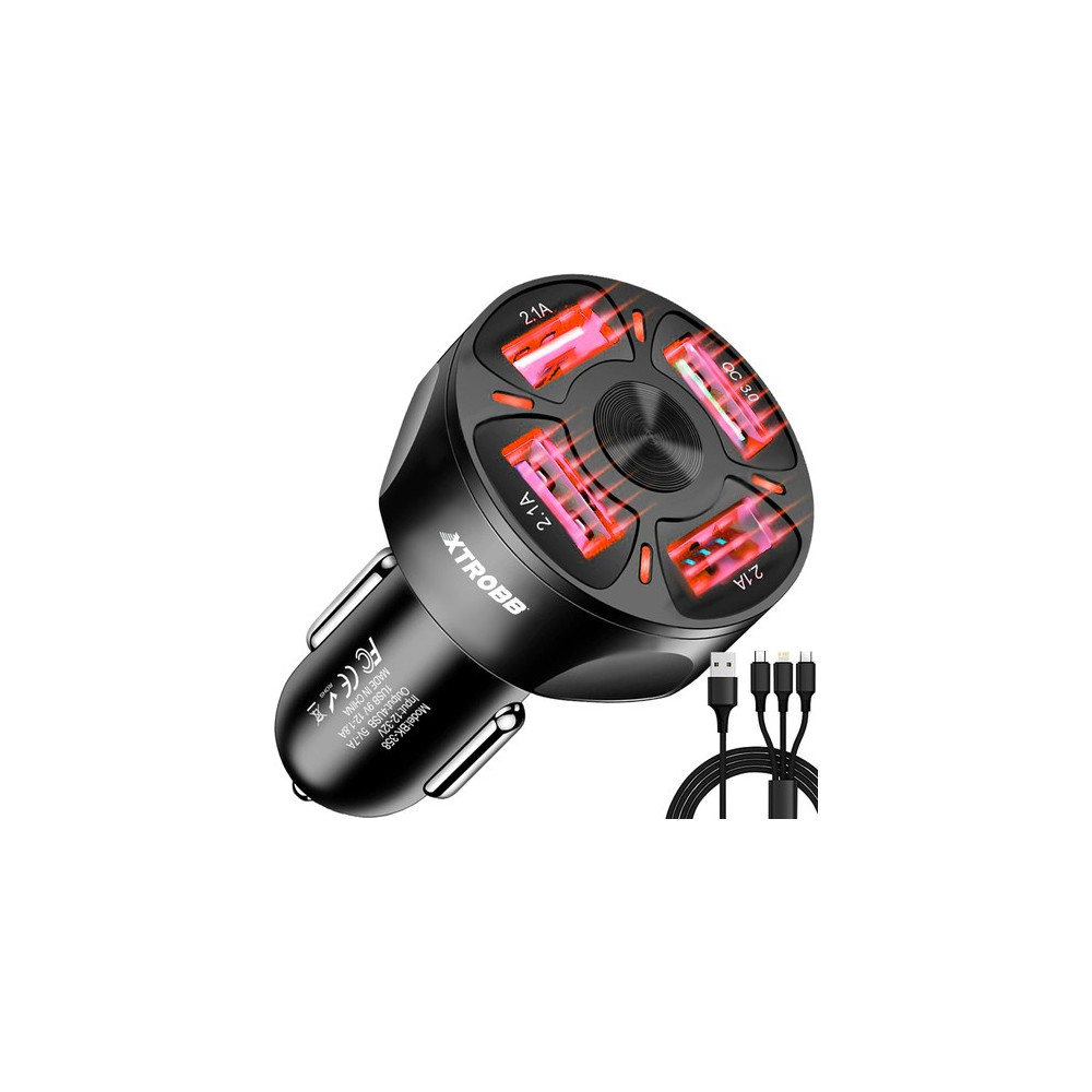 Ładowarka samochodowa 4x USB + kabel Xtrobb 19907