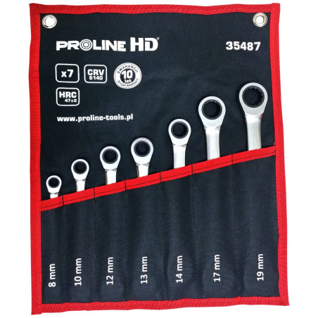 35487 Ringnyckelset, 7-delars räcknyckel med spärrfunktion (8-19mm), CV, ProlineHD