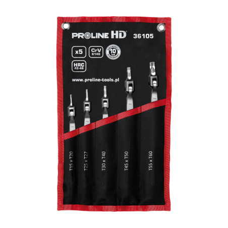 36105 Kullänknycklar Torx CrV, set med 5 delar, T15-T60, Proline