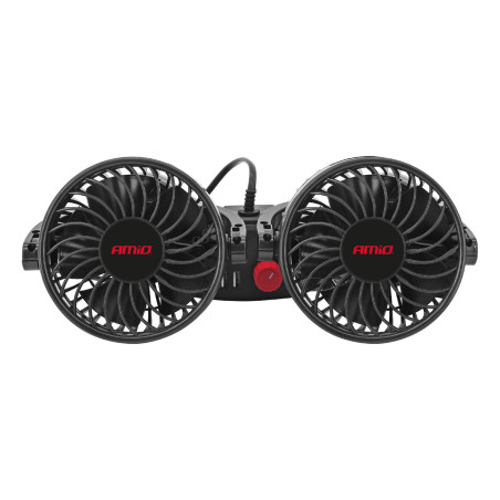 Bilfläkt med nackstödsventilator och USB-laddare 12V amio-03009