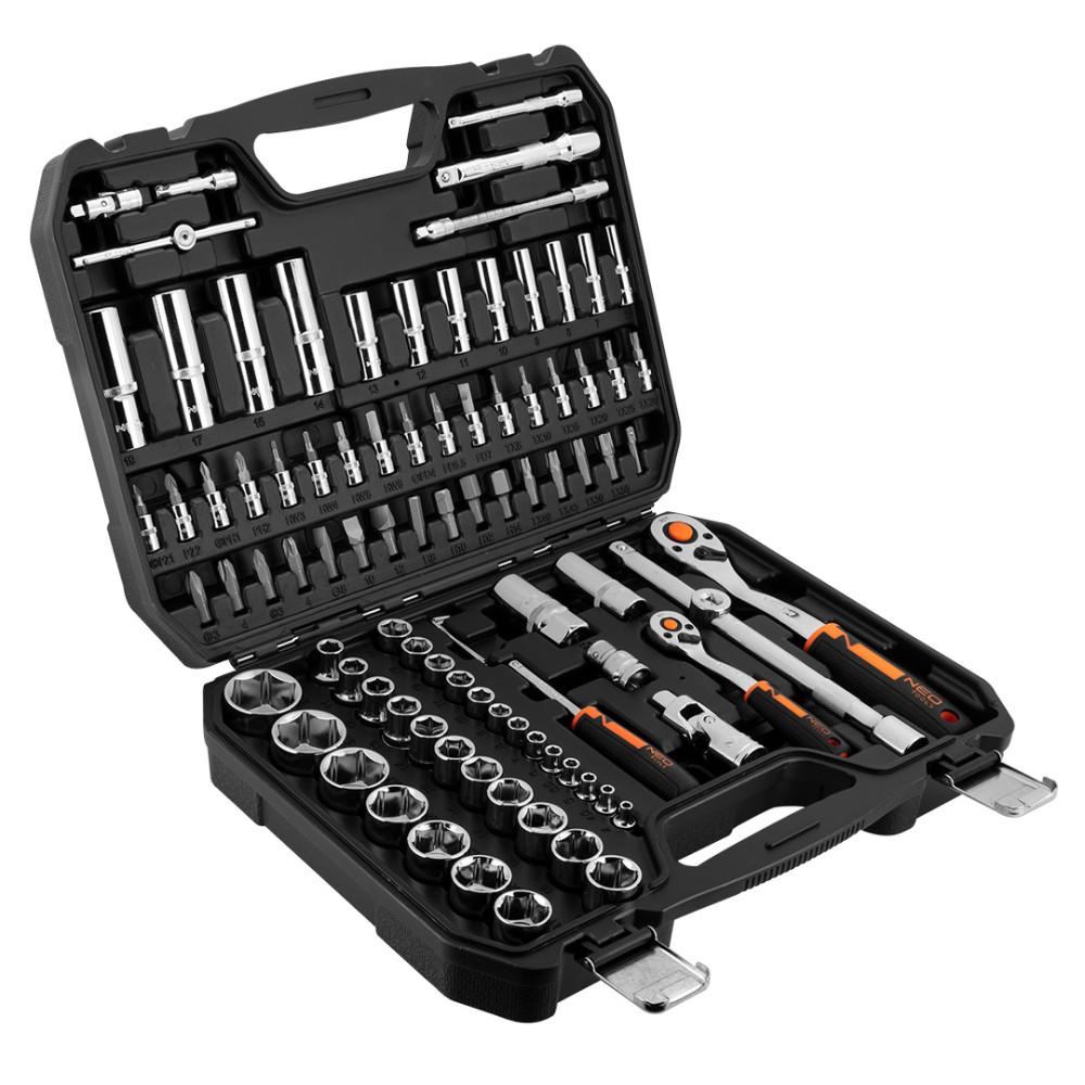 Hylsnyckelsats, 1/4', 1/2', CrV, 94-delars set. Hylsnyckelsats, 1/4', 1/2', CrV, 94-delars set.