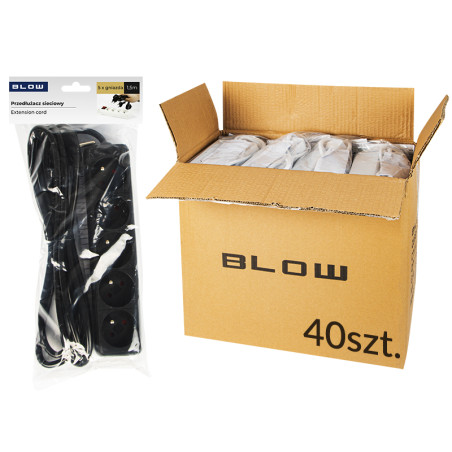 98-571 - Nätdelarpr-570p 5-uttag med jordning 1,5m svart 3x1,5mm förpackning