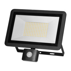 FARO S LED 100W strålkastare med PIR 8000lm, IP44, 4000K, aluminium + glas | HandlaSmidigt.se