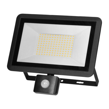 FARO S LED 100W strålkastare med PIR 8000lm, IP44, 4000K, aluminium + glas | HandlaSmidigt.se