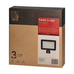 FARO S LED 100W strålkastare med PIR 8000lm, IP44, 4000K, aluminium + glas | HandlaSmidigt.se