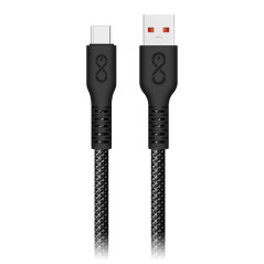 USB-A till USB-C kabel eXc IMMORTAL, 0,9m, 30W, snabbladdning, färgmix