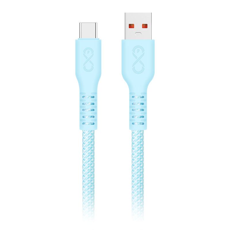USB-A till USB-C-kabel eXc IMMORTAL, 2m, 30W, snabbladdning, färgmix