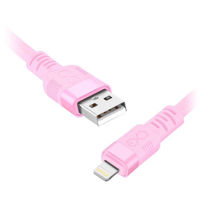 USB-A till Lightning-kabel eXc WHIPPY Pro, 0,9 m, 29 W, snabbladdning, pastellfärgsmix