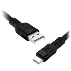 USB-A - USB-C kabel eXc WHIPPY Pro, 2M, 60W, snabbladdning, mörk blandad färg
