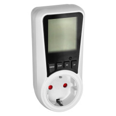 Tvåtakts elmätare, energikalkylator med LCD-skärm, 2 separata tariffer, inbyggt batteri, 16A 230V, Schuko-version. |…