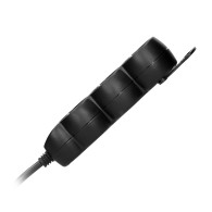 Förlängningssladd 3-vägs 2P+Z (Schuko), 3m H05VV-F 3x1,5mm2, Imax-16A, platt stickpropp, svart
