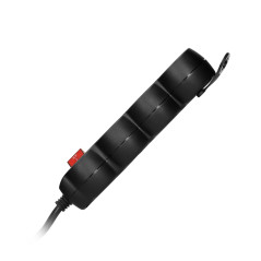 Förlängningskabel 3-vägs 2P+Z, med strömbrytare, 5m H05VV-F 3x1,5mm2, Imax-16A, platt stickpropp, svart