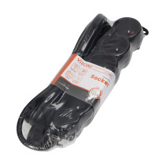 Förlängningskabel 5-vägs 2P+Z, 3m H05VV-F 3x1,5mm2, Imax-16A, platt stickpropp, svart