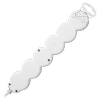 Förlängningssladd 5-vägs 2P+Z, med strömbrytare, 5m H05VV-F 3x1,5mm2, Imax-16A, platt stickpropp, vit