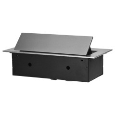 Möbeluttag infällt i bänkskivan med platt kant, 3x2P+Z (Schuko), silver | HandlaSmidigt.se