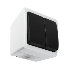 Dubbelstiftskontakt AQUATIC MINI IP 54 Vit-Svart, 10 stycken | HandlaSmidigt.se