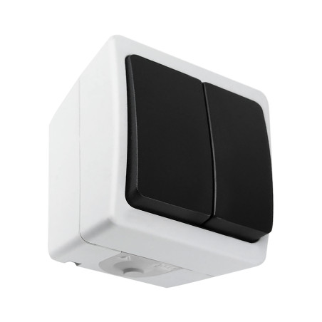 Dubbelstiftskontakt AQUATIC MINI IP 54 Vit-Svart, 10 stycken