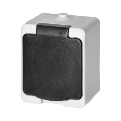Utomhus enkeluttag 2P+Z Schuko AQUATIC MINI IP 54 vit-svart | HandlaSmidigt.se