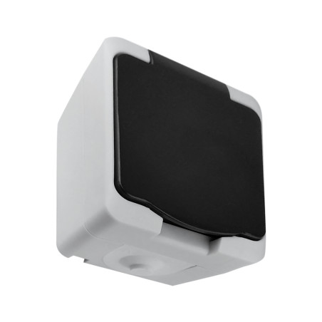 Utomhus enkeluttag 2P+Z Schuko AQUATIC MINI IP 54 Svart-Vitt, 10 stycken