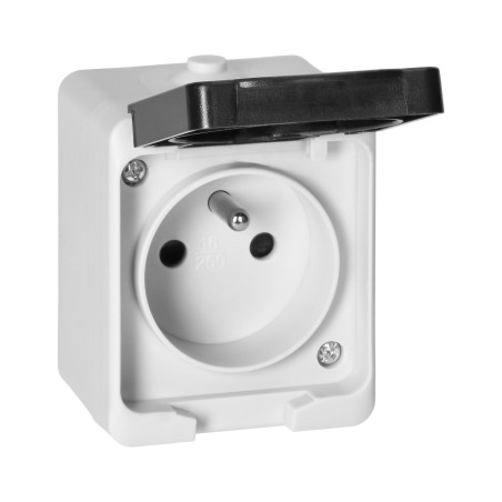 Enkeluttag 2P+Z AQUATIC MINI IP 54 vit-svart