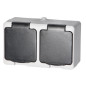 Dubbel uttag 2X2P+Z AQUATIC MINI IP 54 vit-svart