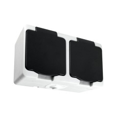 Dubbeluttag 2X2P+Z AQUATIC MINI IP 54 Vit-Svart, 5 stycken | HandlaSmidigt.se