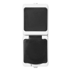 Enpolig kontakt + 2P+Z Schuko AQUATIC MINI IP 54 vit-svart uttag | HandlaSmidigt.se