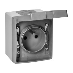 Enkel uttag 2P+Z AQUATIC PRO IP 55 grå-grafit | HandlaSmidigt.se