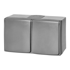 Dubbel uttag 2X2P+Z AQUATIC PRO IP 55 i grågrafit | HandlaSmidigt.se