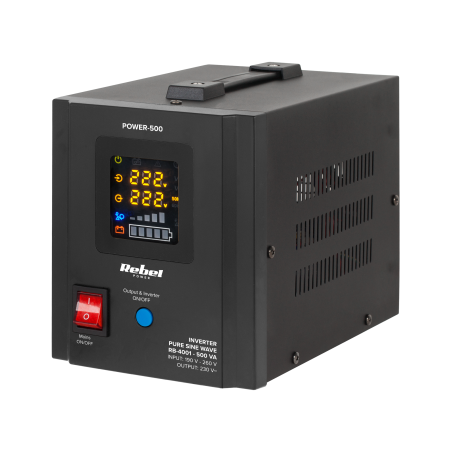 Nödströmsaggregat Rebel POWER-500 - omvandlare med ren sinusvåg och laddningsfunktion 12V 230V 500VA/300W. | HandlaSmidigt.se