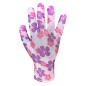 Trädgårdshandskar, polyester, blommönster, storlek 8.