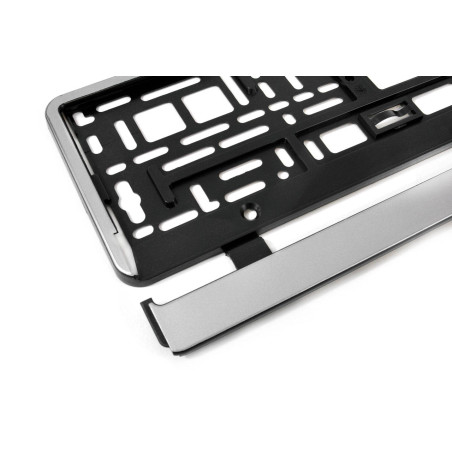 Nummerskyltsram silver flexibel amio-01163