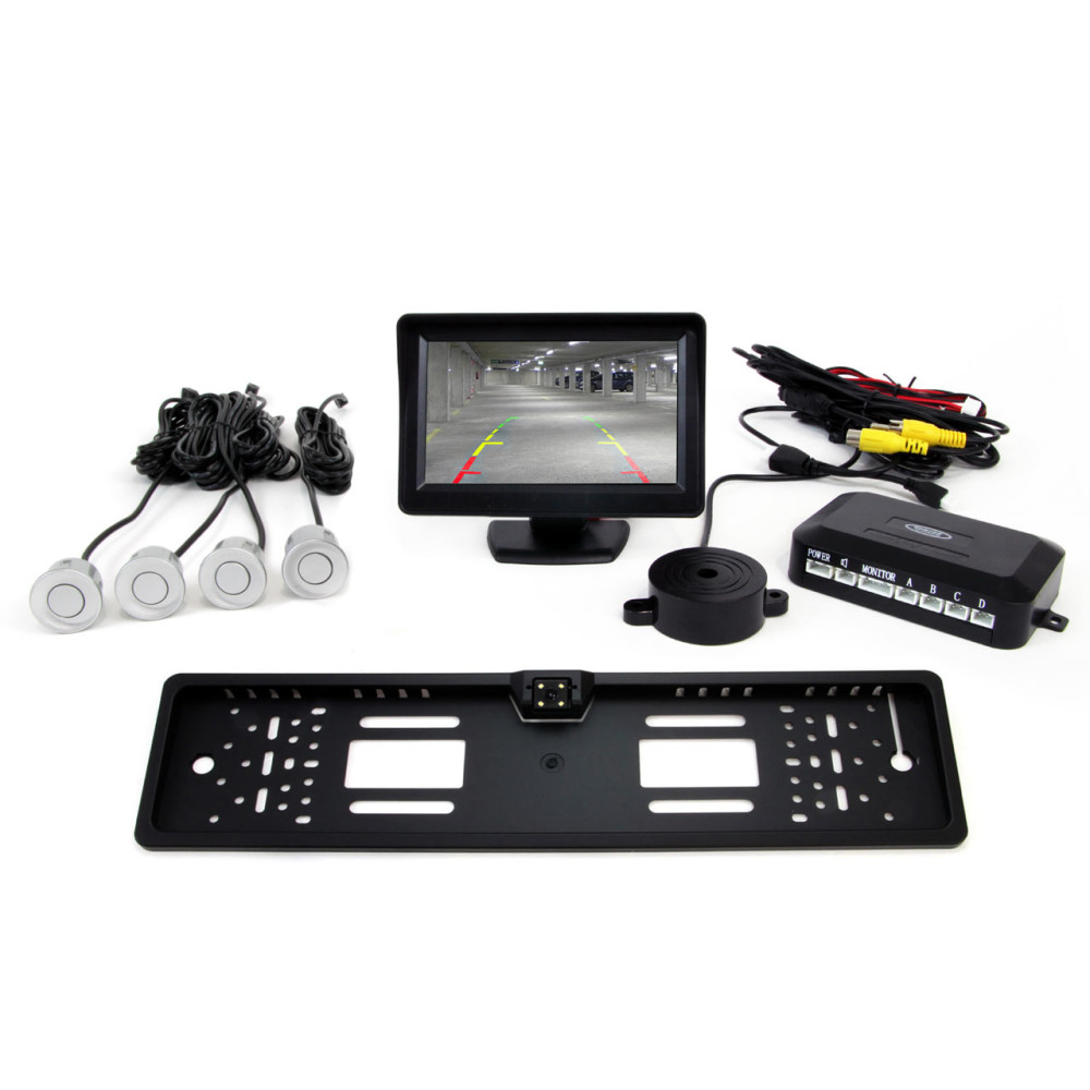 Zestaw czujników tft01 4,3' z kamerą cam-402 led 4 sensory srebrne Zestaw czujników tft01 4,3' z kamerą cam-402 led 4 sensory srebrne