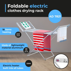 AD 7821 Hopfällbar elektrisk klädtork