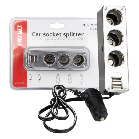 Grenuttag grenuttag tändare soc3 3+1 usb amio-01706