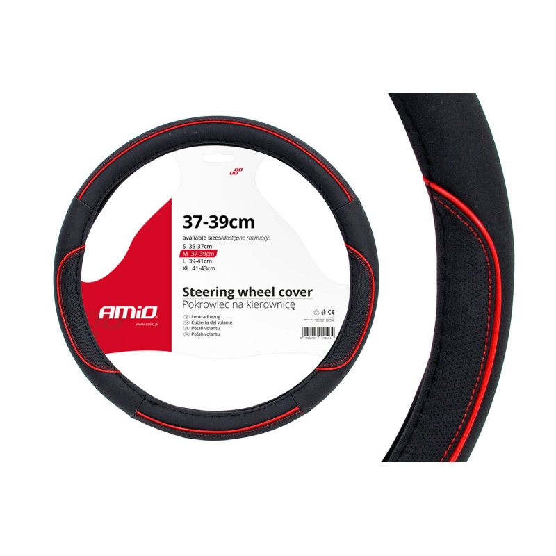 Skyddshölje för bilratt med en diameter på 37-39 cm, modell SWC-07-M, artikelnummer AMIO-01362.