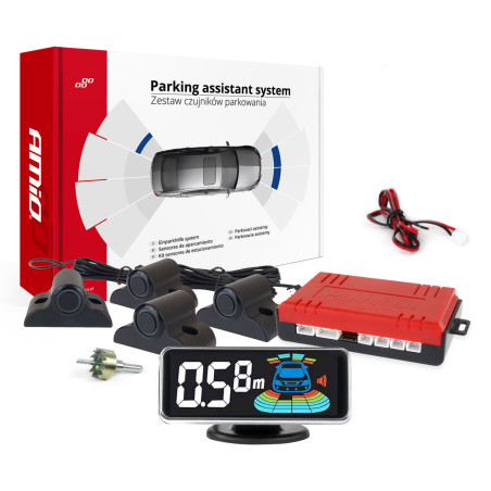 Parkeringssensorer för backning svart LED 3D lastbil buss amio-03189