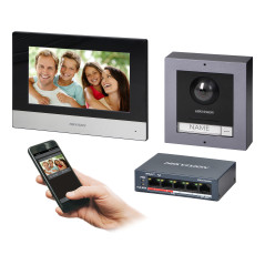 HIKVISION DS-KIS602(B) PoE-enhet för enkelthus med 7-tums pekskärm, WiFi, och extern kamera med Fu-lins. | HandlaSmidigt.se