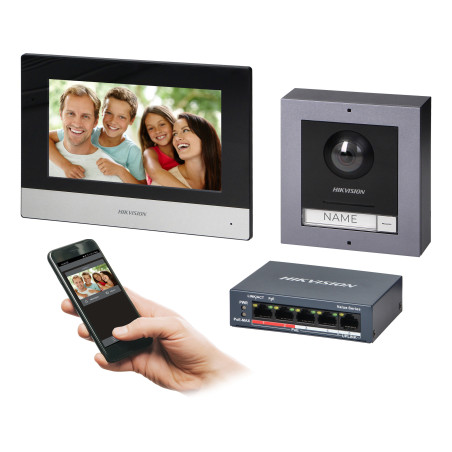 HIKVISION DS-KIS602(B) PoE-enhet för enkelthus med 7-tums pekskärm, WiFi, och extern kamera med Fu-lins. | HandlaSmidigt.se