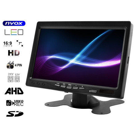 Nvox ahm612r-s dubbelmonitor bilfri stående lcd 7 tum ahd/hd 4-pin med ram 12/24v kit