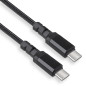 Kabel 2 x USB-C 15W Maclean, stöd för QC 3.0, dataöverföring, 3A, svart, längd 1m, MCE493