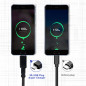 Kabel 2 x USB-C 15W Maclean, stöd för QC 3.0, dataöverföring, 3A, svart, längd 1m, MCE493
